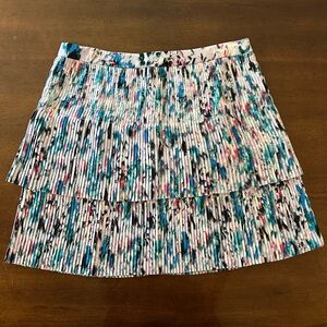 J. Crew Pleated Mini Skirt in Multicolor Print W Size 10